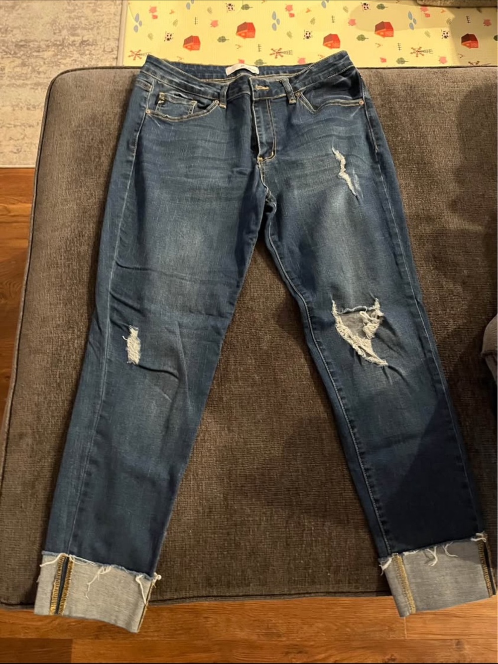 KanCan Ripped Slim Straight Dark Blue Jeans